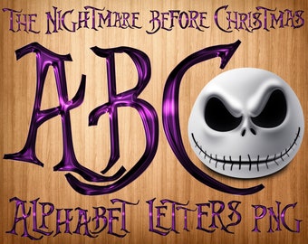 Nightmare before christmas font png, nightmare before christmas alphabet letters, printable digital nightmare before christmas, scrapbook