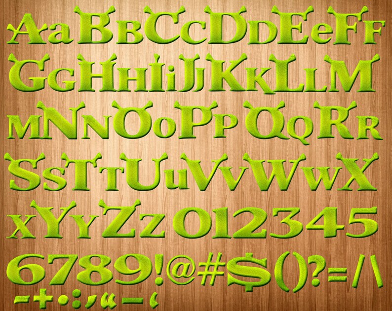 shrek font png disney shrek alphabet shrek letters disney etsy