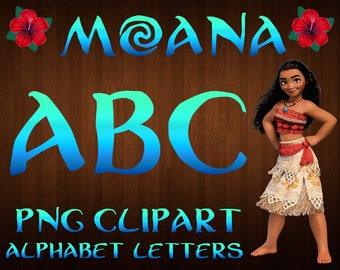 Moana Alphabet PNG Clipart Letters, Numbers, Symbols (Digital Download)