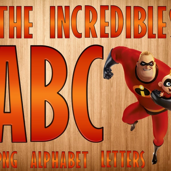 Incredibles font png, incredibles alphabet, incredibles letters, incredibles clipart printable digital incredibles cricut cut files png font