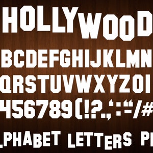 Hollywood Font Png, Hollywood Alphabet Letters, Hollywood Clipart, Digital Hollywood Printable ...