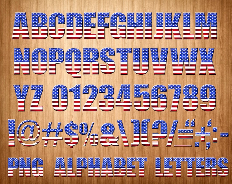 Usa Flag Font Png Usa Flag Alphabet Usa Flag Letters Usa | Etsy