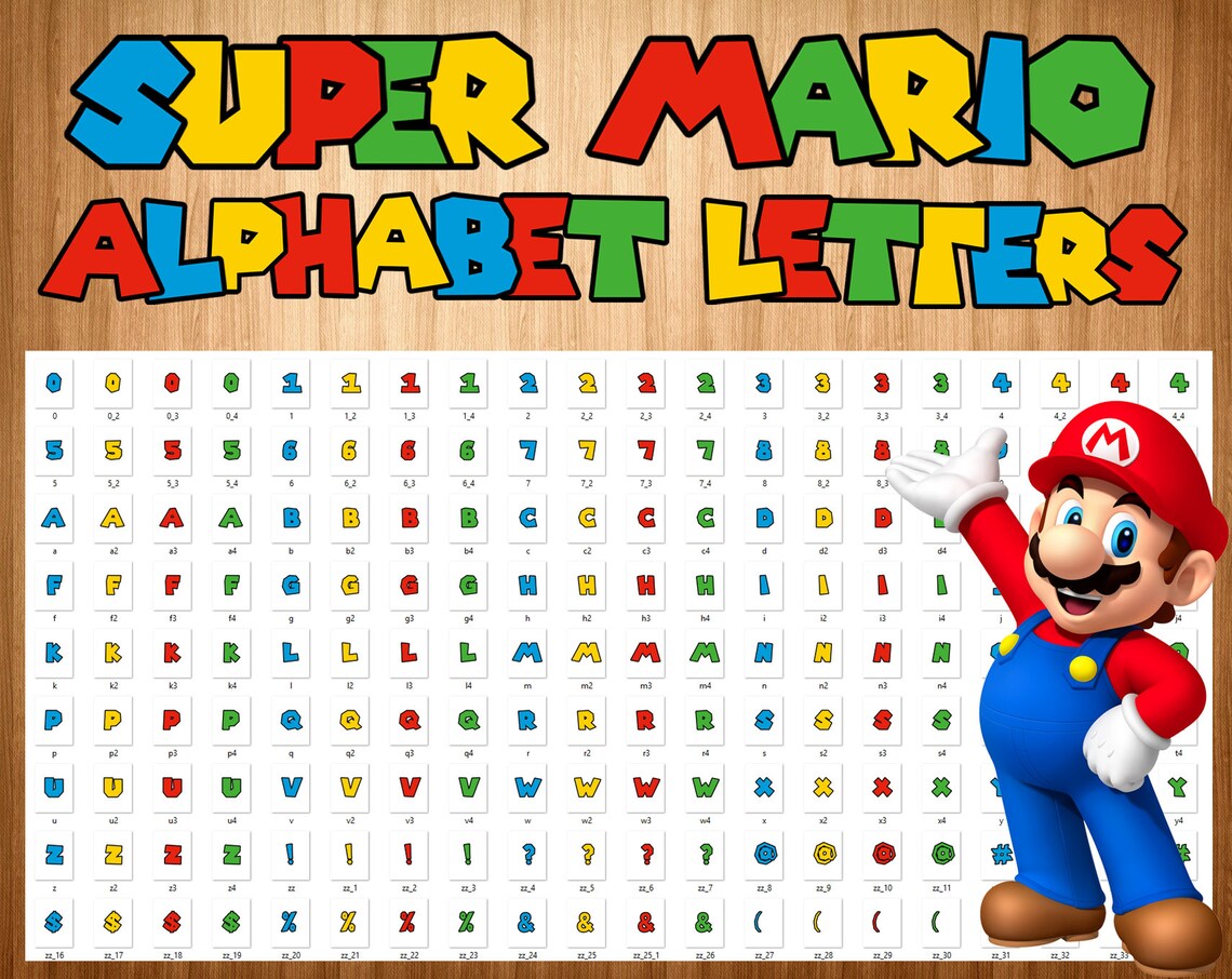 Mario Font Png Super Mario Alphabet Mario Letters Super - Etsy