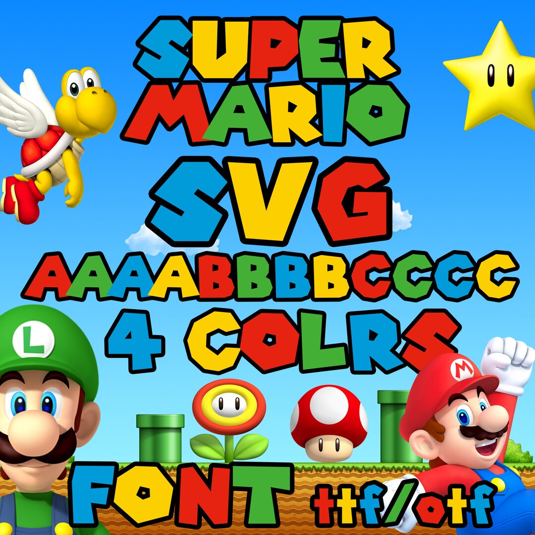 Mario Svg Font, Super Mario Alphabet Letters, Instant Download, Digital ...