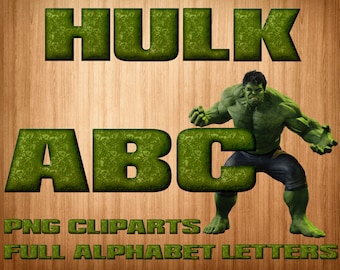 Hulk Alphabet Clipart: PNG Letters, Numbers, Symbols (Digital Download)