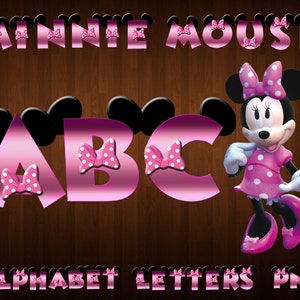 carattere Minnie Mouse png, alfabeto Minnie Mouse, lettere Minnie Mouse, clipart Minnie Mouse, file di taglio Cricut Minnie Mouse digitali stampabili