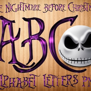 Font Nightmare before Christmas png, lettere dell'alfabeto Nightmare before Christmas, file di taglio Cricut Nightmare before Christmas digitali png