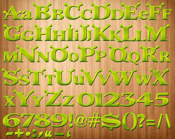 Shrek Svg Font Letters Alphabet Shrek Birthday Party Digital 