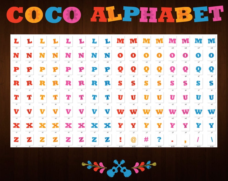 Coco font png disney coco alphabet disney coco letters | Etsy