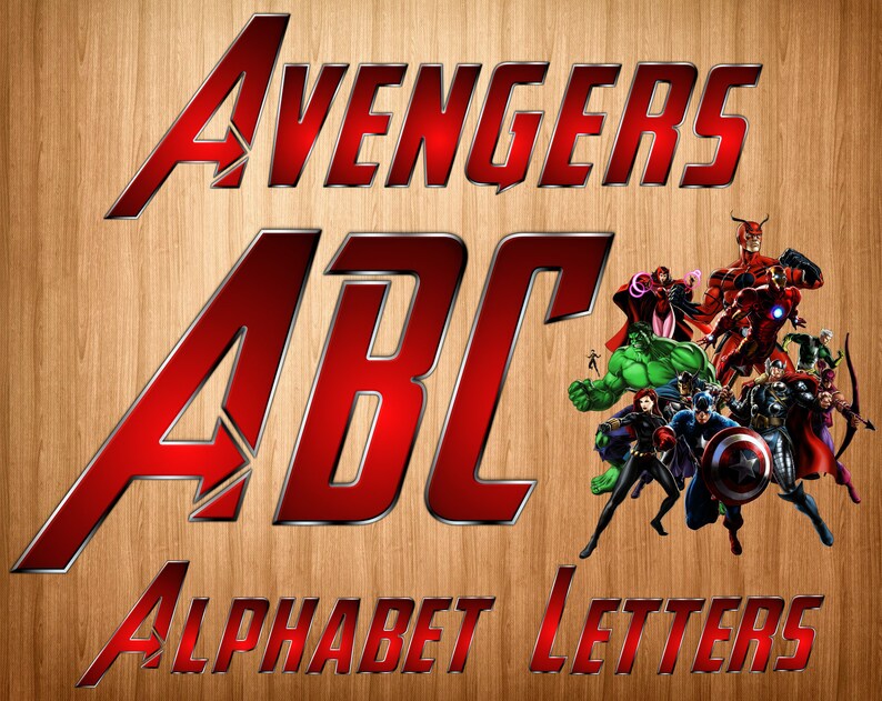 Avengers font png avengers alphabet avengers letters | Etsy