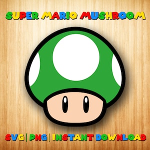 hongo SVG, Mario SVG, Super Mario PNG descarga instantánea, hongo digital, hongo imprimible, archivos de corte de silueta Cricut, hongo SVG