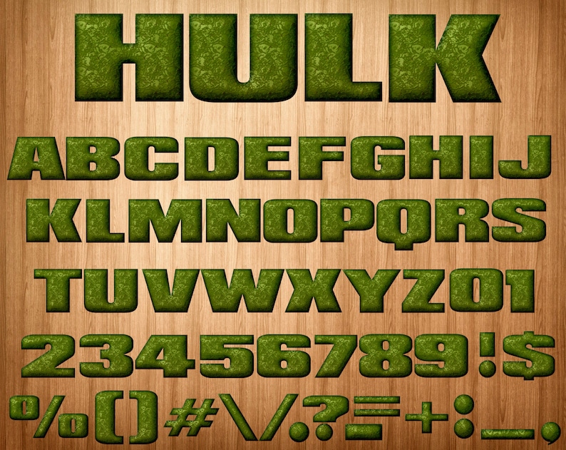 Hulk font png Hulk alphabet Hulk letters Hulk clipart | Etsy