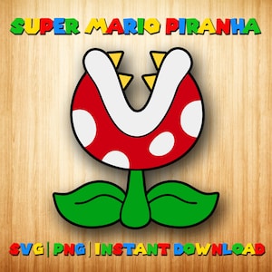 Piraña SVG, Mario SVG, Super Mario PNG descarga instantánea, Piraña digital, Piraña imprimible, Archivos de corte de silueta Cricut, Piraña SVG PNG