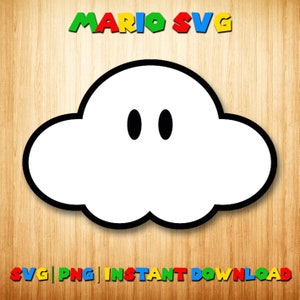 Wolke svg Mario svg, Mario Clipart, party svg, Super Mario png sofortiger Download, digital druckbare Mario, Silhouette Cricut Cut Dateien, svg