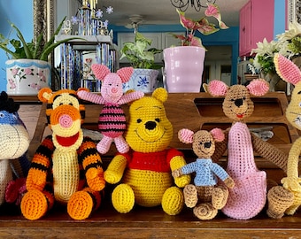 Crochet Winnie the Pooh Bear; Piglet; Tigger; Eeyore