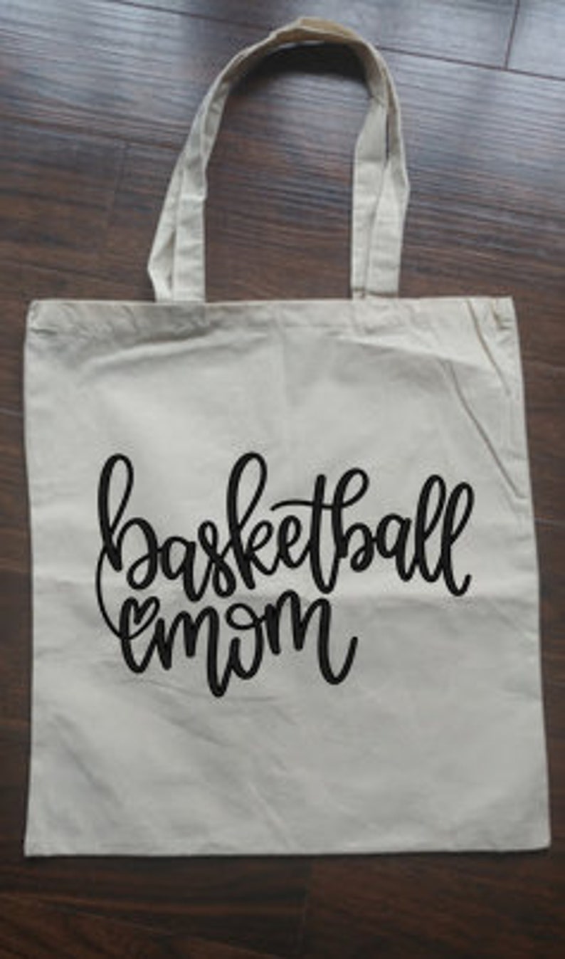Basketball mom canvas tote bags