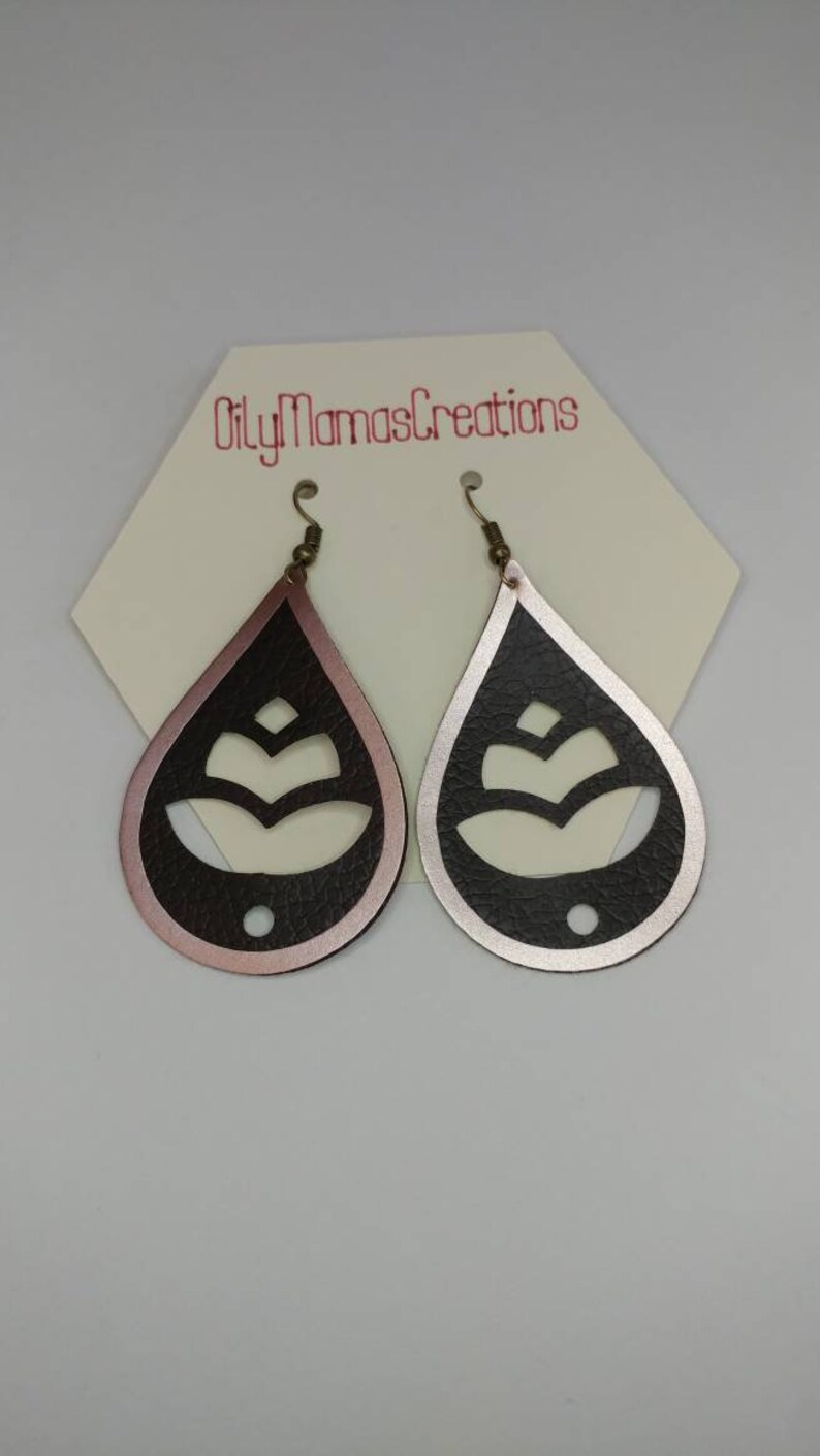 leather 3 pack bundle faux leather earrings Faux leather rose gold earring bundle earring set rose gold