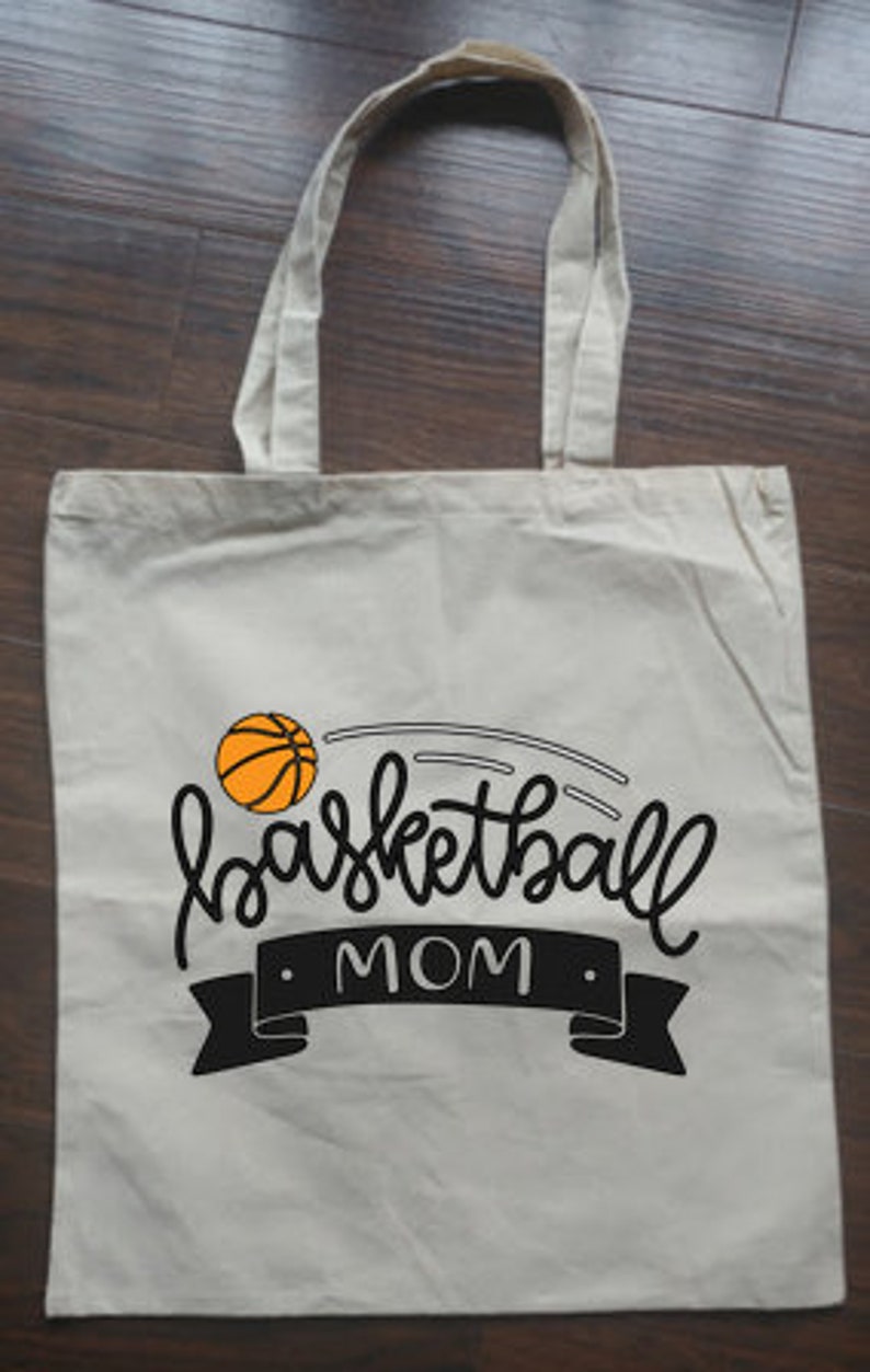 Basketball mom canvas tote bags