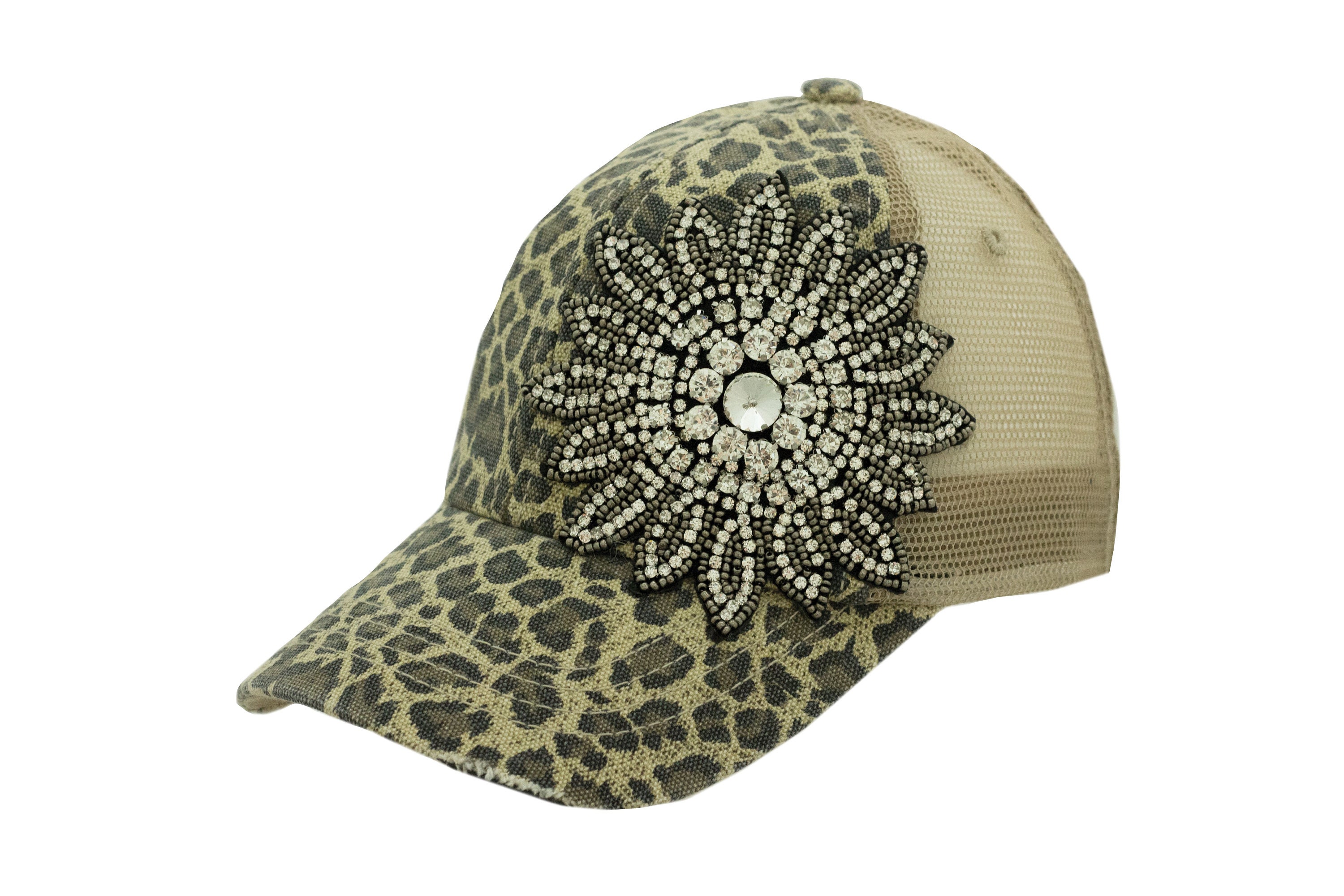 Olive and Pique cheetah print hat with bedazzling Leopard Cheetah Print Rhinestone Hat - Etsy main image 4