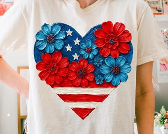アメリカの花柄ハートPng、独立記念日Png、アメリカのブラシストロークPng、独立記念日Png、プレッピーメモリアルデーPng、愛国的なPng、アメリカPng