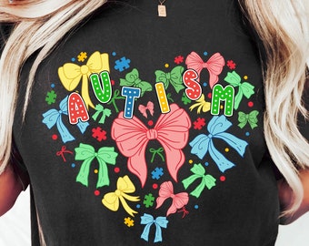 Lazo de corazón con coqueta de autismo Png, lazo de autismo Png, conciencia del autismo Png, cinta de autismo de rompecabezas, camiseta de maestro de autismo Png, sublimación de vida de autismo