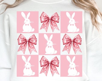 Checkered Easter PNG, Easter PNG, Easter Shirt Png, Happy Easter Png, Bunny Easter Png, Coquette Bow Bunny Easter Png, Easter Bunny Rabbit