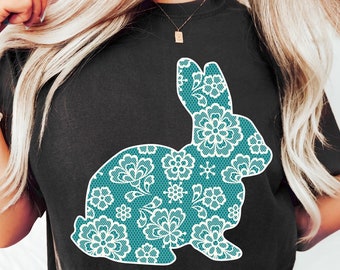 Witte kant konijntje Pasen png, Pasen png, kant konijntje png, vrolijk Pasen png, lente png, kant Pasen png, nepborduurwerk girly