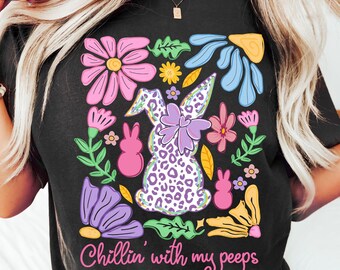 Boho Easter Bunny Png, Chillin’ with my peeps png, Retro Floral Easter Png, Bunny Coquette Png, Happy Easter Png, Coquette Easter Png