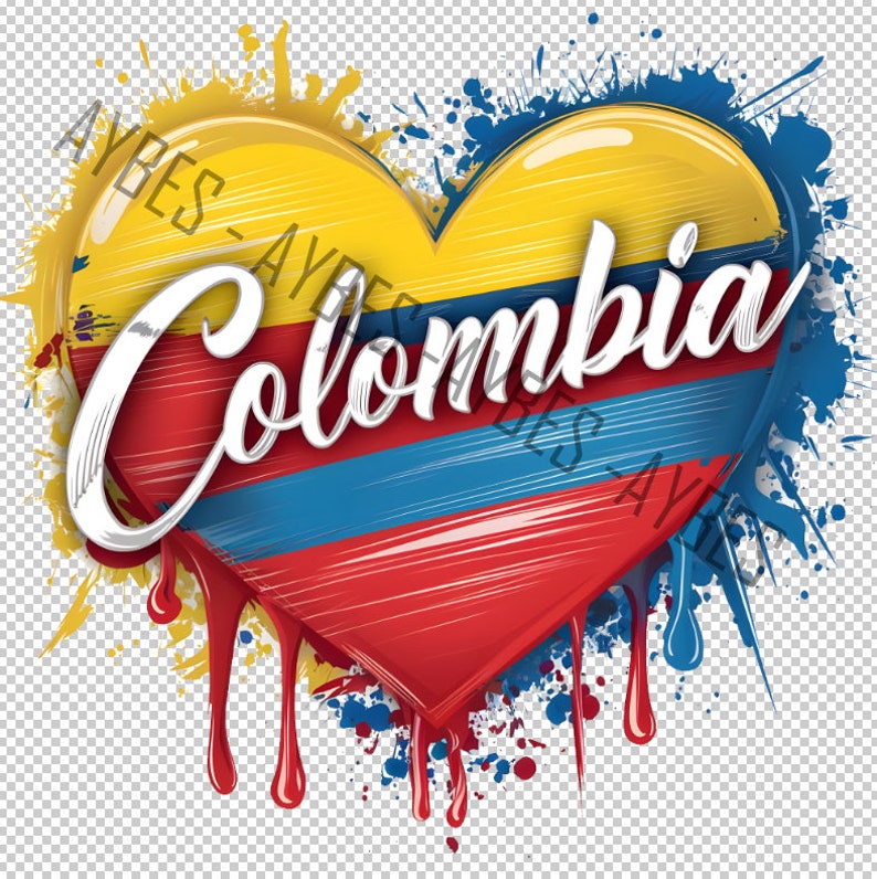 Colombia Heart Art Png Colombia Heart Print Colombia Flag Art Colombia ...
