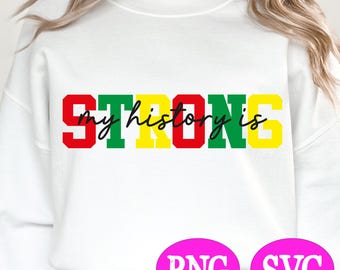 My History Is Strong SVG, Black History Month SVG, African American SVG, Juneteenth Svg, Sublimation Design, Black History Digital Download