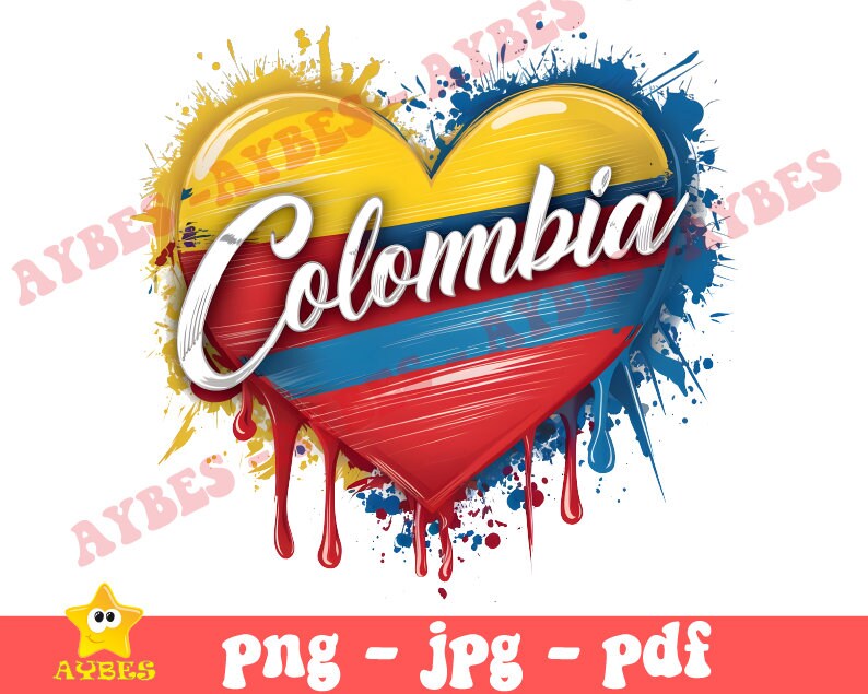 Colombia Heart Art Png Colombia Heart Print Colombia Flag Art Colombia ...