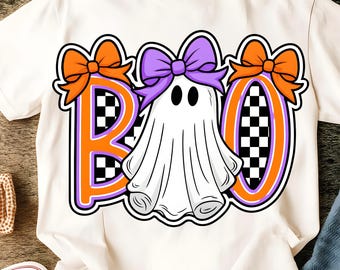 Boo Ghost Halloween png, Ghost Coquette Bow Halloween png, Ghost Boo png, Ghost Halloween png, spookachtig seizoen png, preppy Halloween png