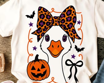 Oie d'Halloween PNG, chemise d'Halloween d'oie Png, noeud d'oie Png, effrayant oie Png, conception de sublimation d'Halloween, chemise d'oie citrouille Png
