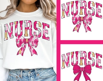 Nurse Coquette Bow PNG Nurse PNG Nursing PNG nursing life png Nurse Brushstroke Coquette Png Nurse Sublimation Design Nurse Shirt Png