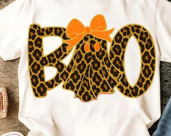Preppy Ghost Boo PNG, Spooky Coquette PNG, Leopard Ghost PNG, Halloween Png, Fall Png, Trendy Png, Trendy Halloween Png, Digital download