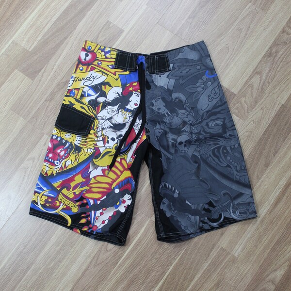 Ed Hardy Tattoos Swimwear Shorts Men's Swimming Size: 30 / S