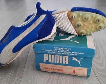 Vintage 70s Puma Tornado Track Shoes Womens Track Running Sprinting Blue Shoes Athletic