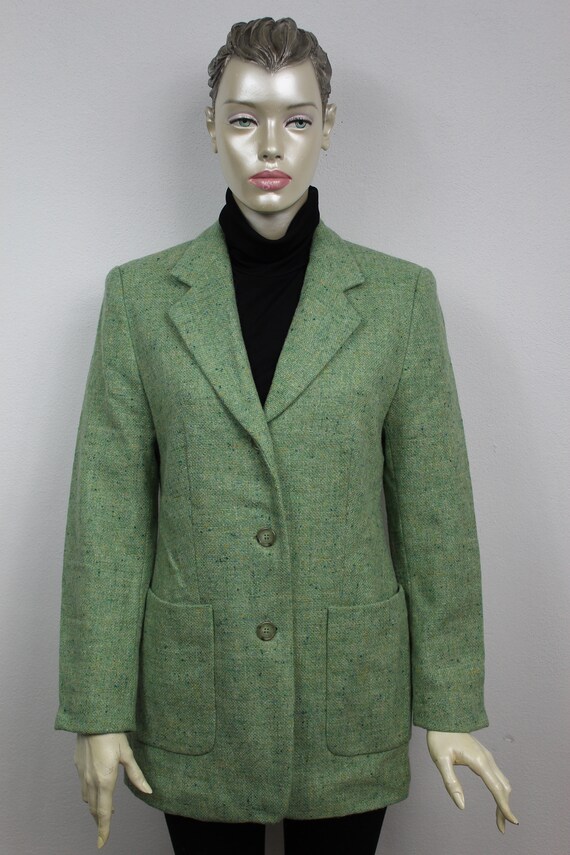 Vintage Melange Green Wool blend Blazer/ Jacket M… - image 3