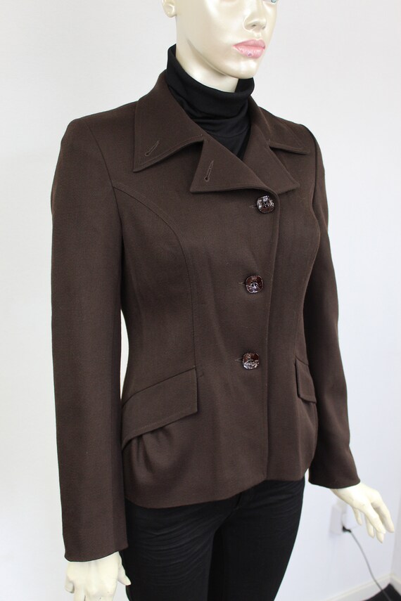 Vintage blazer elegant brown  wool jacket button … - image 2