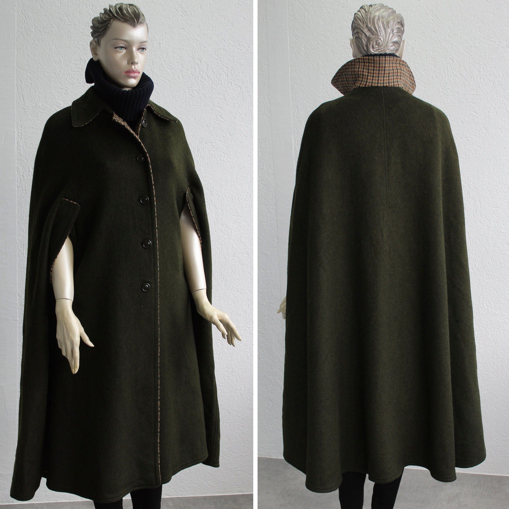 ジャケット・アウター MIELI INVARIANT Cape Rever Wool Coat Cape Coat Women, Wool Poncho Jacket, Wool Cloak Coat, Wool