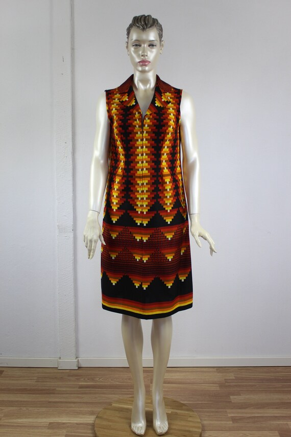 Geometric Dress 70s Psychedelic Dress Sleeveless … - image 2