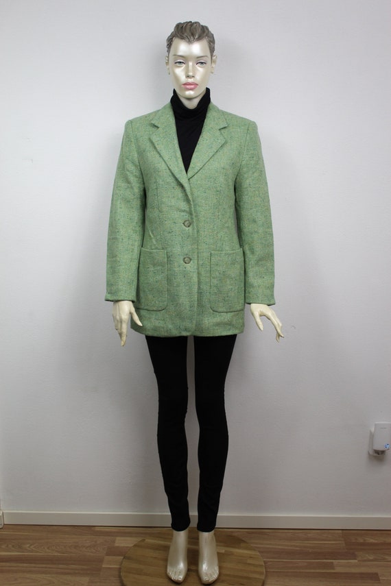 Vintage Melange Green Wool blend Blazer/ Jacket M… - image 2