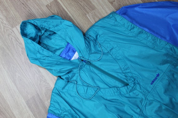 Adidas Hooded Windbreaker Deadstock Blue Jacket Q… - image 3
