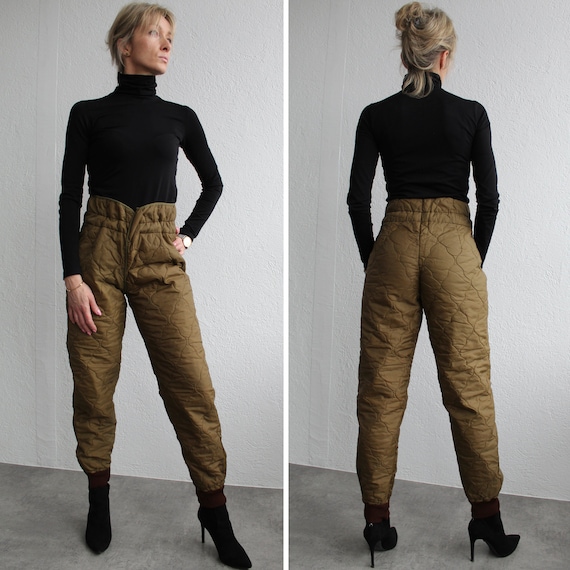 Quilted Pants High Waist Drawstring Puffer Pants … - image 1