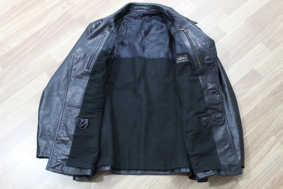 German Police Officer Leather Jacket Vintage Blac… - image 6