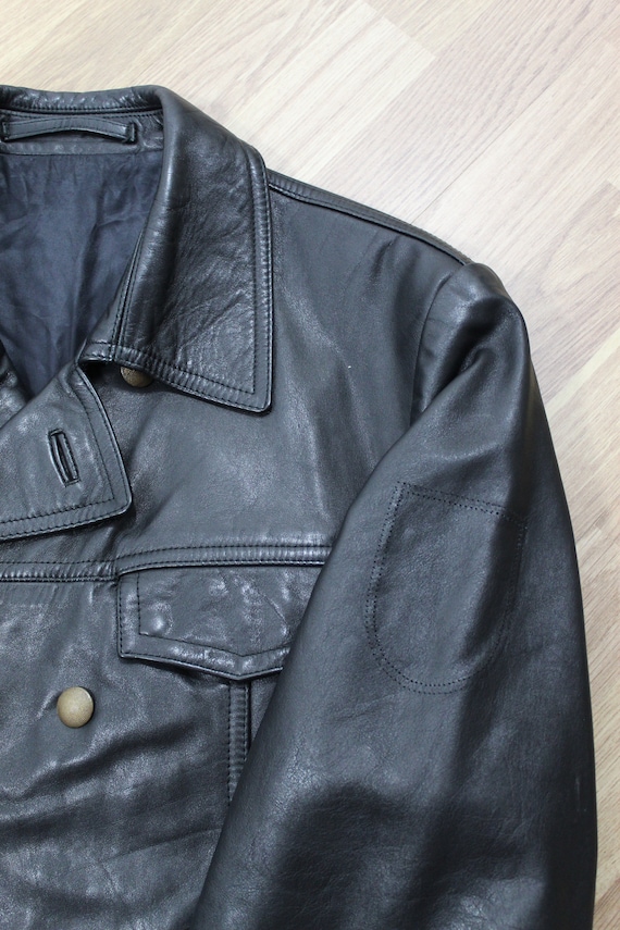 German Police Officer Leather Jacket Vintage Blac… - image 8