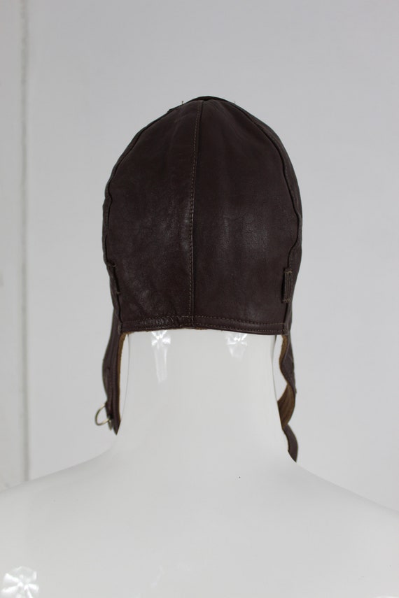 Leather Pilot's Cap 20s Brown Vintage Helmet WW2 … - image 4