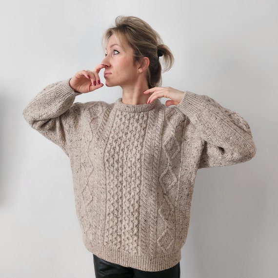 cream fisherman sweater women's