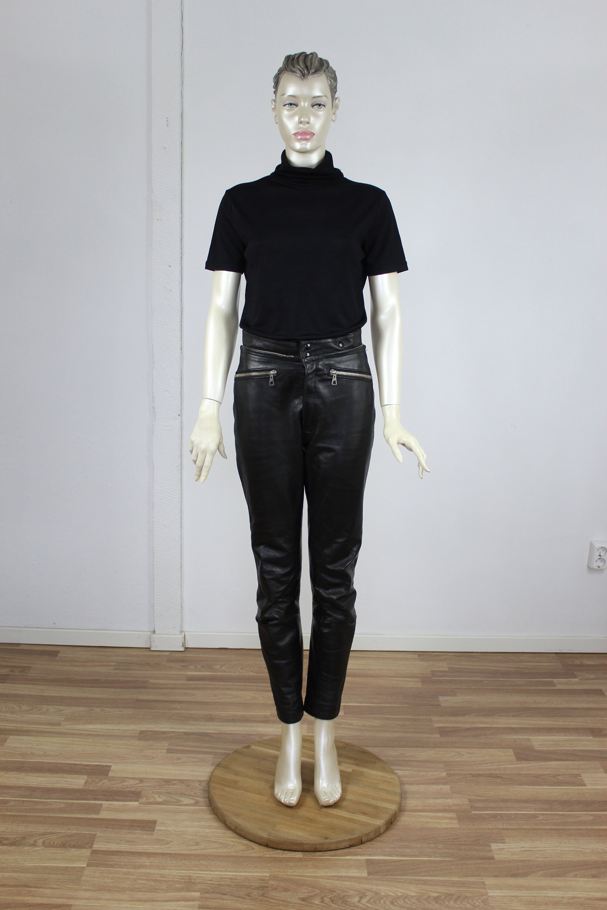 Black Leather Pants /tight Extra Long Leggings /slim Fit Black Pants / Long Black  Pants /leather Leggings / Vegan Leather Pants METP0007 