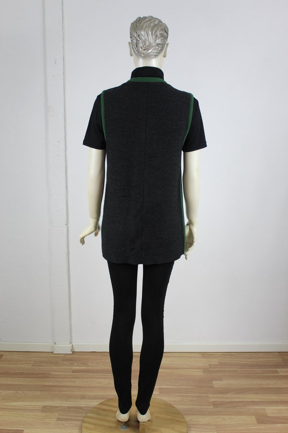 Wool Sweater Vest Top 80s Grey Green Waistcoat Kn… - image 4